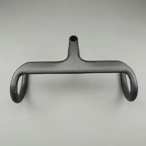 3K Carbon Handlebar for Road Bike, Integrated Handlebars with Stem, Black Matte, No Logo, 28.6mm x 4