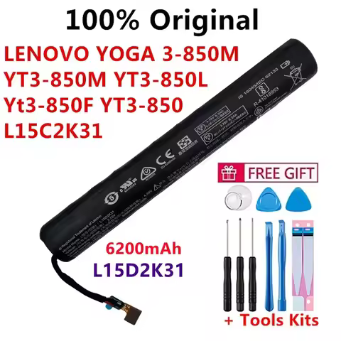 3.75V 6200mAh 23.2WH L15D2K31 Tablet Battery For LENOVO YOGA 3-850M Yt3-850F YT3-850 YT3-850M YT3-85