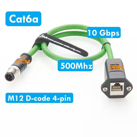 PROFINET EtherNet/IP Panel-Mount Cat6a S/FTP Modular RJ45 Connector to M12 4-pin D-code Cable for Gi