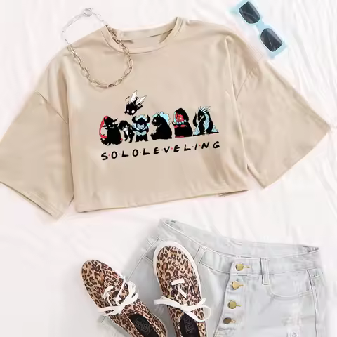 Anime Solo Leveling Shirt Girls Fashion Sung Jinwoo Arise Merch Tshirt Y2K Crop Top