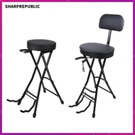 [Sharprepublic] Guitar Seat Stool Guitar Stand Playing Stool with Guitar Holder,Ergonomic,Sturdy,Fol
