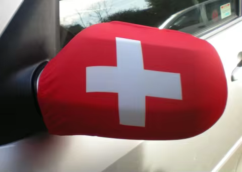 Directly Delivery 2 Pcs Free Size Four-way stretch fabric Switzerland Swiss Flags Car Mirror Cover
