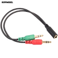 3.5mm 2 Male Plug to 1 Female Jack Audio Mic Headset Splitter Adapter Cable ?