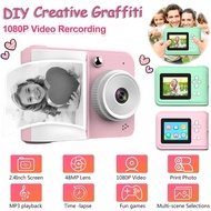Instant Print Camera For Kids Gifts With Print Photo Paper Mini Digital Video Camera Usb Charging 2.