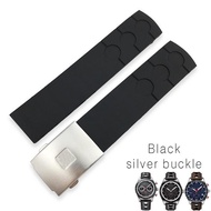 20mm Rubber Silicone Watch Strap Black Blue Orange Folding Buckle Waterproof Watchband Suitable for 