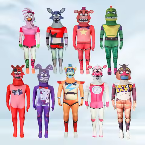 Glamrock Freddy Anime Performance Costumes Clothes Jumpsuits and masks Child Holiday Parties Teddy B