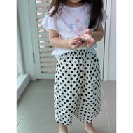 Belle Avenue Korea Girls Polka Dots Twill Asymmetrical Wide Leg Pants