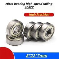 8*22*7mm Micro bearing high-speed rolling 608ZZ high-speed inner diameter 8mm mini small bearing-1Pc