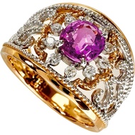 แหวนไซส์ 11.5 พลอยไพลินสีชมพู 1.07 กะรัต เพชร 0.14 กะรัต ทองคำขาว K18YG/K18WG น้ำหนัก 6.0 กรัม สำหรั