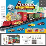Cross-Border Christmas Classic Train with Smoke Small Train Track Electric Light Music Smoke Track S