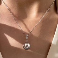 Japan Akoya Akoya Real Hemp Necklace Sterling Silver Pearl Necklace Fashion Style 8-9mm Silver Blue 