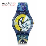 Swatch New Gent CHAGALL'S BLUE CIRCUS SUOZ365 Blue Silicone Strap Watch