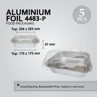 5 PCS ALUMINIUM FOIL TRAY WITH LID 4483-P(SQUARE)