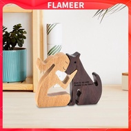 [FlameerMY] Man And Dog Wooden Statue Wooden Man Dog Carving Model for Dog Lover Desk