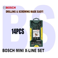 BOSCH 14pcs Mini X-Line Universal Drill Bit Set. Includes screwdriver bits and magnetic universal holder.