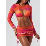 4-piece set including 2-piece bikini and outerwear set 4CT17(S-M)