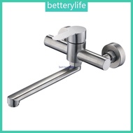 BTF Wall Mounted Kitchen Faucet Stainless Steel Tube Tap Sink Water Faucet Rotatable Long Spouts Mixers Tap Easy to Use