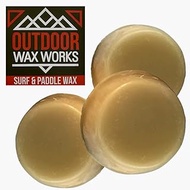 Outdoor Wax Works Eco-Friendly Surf Board Wax - Organic Beeswax Surfer Grip Accessories for Skimboard, Bodyboard, Paddle, Longboard Basecoat; Natural in Cold, Cool, Warm, Tropical Waters (3-Pack)