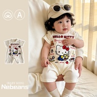 3-6-9-12 Baby Girl Summer Short-Sleeved Shorts Jumpsuit Outing Clothes A Cotton Katie Bouquet Cartoo