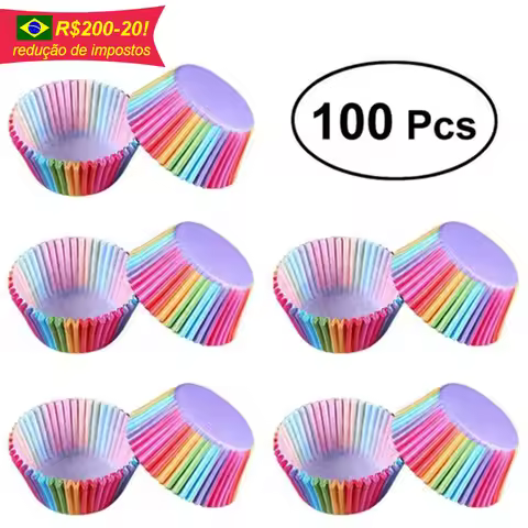 100pcs Cupcake Paper Cups Baking Molds Rainbow Liner Cupcake Muffin Cases Paper Cake Wedding Party D