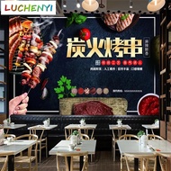 Custom wallpaper mural Barbecue Beer Steak Delicacy Wall Paper Snack Bar Fast Food Restaurant Wall P
