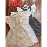 H64 Round neck dress with white ruffles