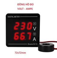 Vôn kế ampe kế điện tử CH72 - Đồng hồ đo điện áp dòng điện hiển thị LED