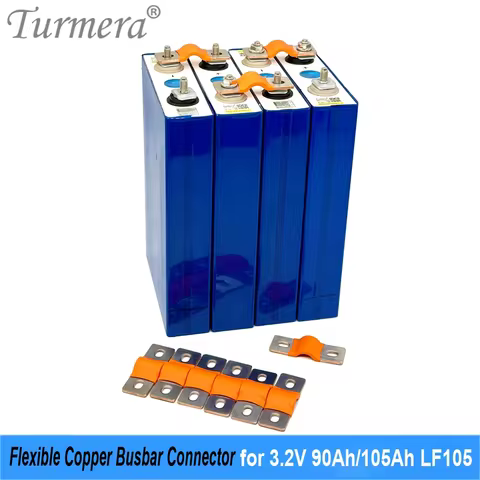 Turmera 12V 24V 48V Lifepo4 Battery Flexible Busbar Copper Connecter Hole to Hole 38mm 2mm 400A for 