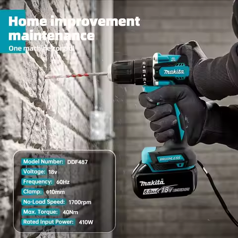 100%Makita DDF487 ddf487 18V Screwdriver Brushless Electric Drill Impact Drill Of Decoration Team Po