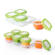 (Ready Stock) 4pcs*120ml with tray Baby Plastic Food Containers Freezer Storage Box Mini Weaning