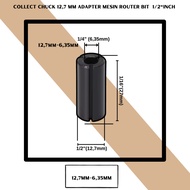 MESIN Router Bit Adapter 1/ 2 Inch to 12.7mm-6.35mm Collet Chuck