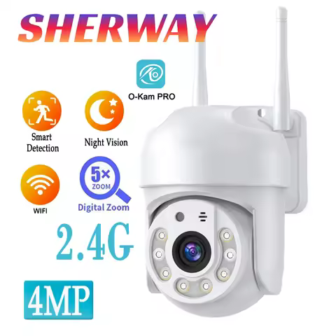 4MP 2.4G WIFI PTZ Security Camera Outdoor Waterproof Ai Auto Tracking IP Cam Night Vision Smart Surv