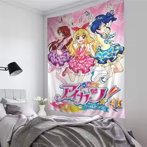 Aikatsu On Parade Anime Cartoon Tapestry Art Printing Japanese Wall Tapestry Anime Wall Hanging Home