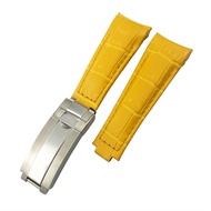 Curved End Genuine Leather 20mm Slide Lock Buckle Watchband for Rolex GMT Submariner Hulk Oyster Wat