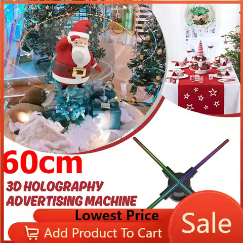 3D Hologram Projector 60cm Wifi Advertise Display Fan Led Sign Holographic Lamp Player Remote 3D Fan