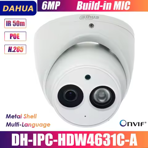 Dahua Multilingual Version IPC-HDW4631C-A 6MP Network IP Camera POE CCTV Security Built-in MIC 30M 5