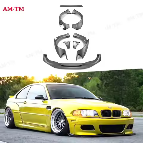 For BMW E46 M3 Sedan 2/4 Door FRP Material Rocket Bunny Style Front Lip Rear Fender Trunk Spoiler Bo