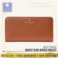 [SG SELLER] Kate Spade KS Womens Bailey Large Slim Bifold Warm Ginger Leather Wallet