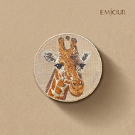 EMJOUR Double-Sided Embroidery Charm-Giraffe | Animal Souvenir Gift Zoo Key Ring Bag Accessories Dec