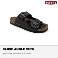 PIPERS Sandal Lelaki Casual Dual Buckle E375-352-001A Black Size 6 to 10 UK