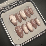 Makes You - Pink Cat Eye Ribbon | Press On Nails Aesthetic | Press On Nails | Press On Nails Cat eye