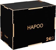 HAPOO Plyo Box 3 in 1 Plyometric Jump Box Wooden Plyo Box for Home Gym Jumping Conditioning Strength Training Non-Slid Plyometric Box - 30x24x20 Inch