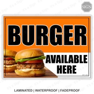 Burger Merienda Sari Sari Store Sign - Laminated Signage - A5 / A4 / A3 Size Sticker