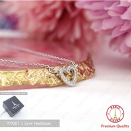 Kalung Hati Perak Asli Silver 925 Lapis Emas Putih Love Wanita Model