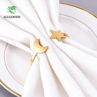 ALLGOODS 6PCS Star Napkin Buckle, Modern Minimalist Moon Napkin Rings, Party Supplies Metal Gold/Sil