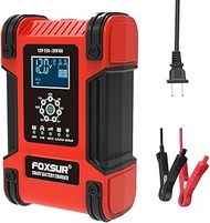 FOXSUR 12V 24V 12A Smart Lead Pulse Repair Charger LiFePO4 Motorcycle & Car Battery Charger AGM Deep