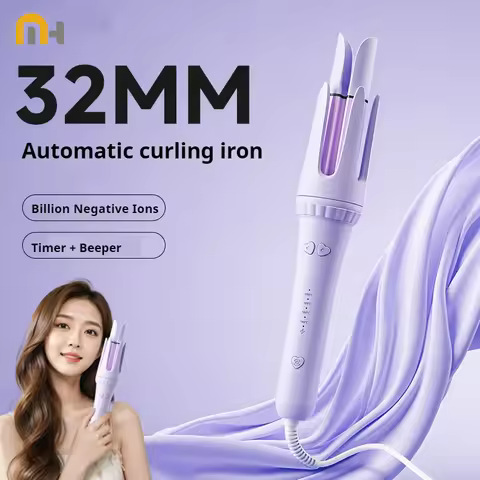 32MM Automatic Curling Iron with 1 Billion Ions Smart Auto Shut-Off Anti-Scald Hair Curler for Women