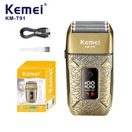 Kemei KM-T91 Retro Cordless Electric Shaver, 7000RPM High-Speed Stainless Steel 3 Blades, IPX6 Water