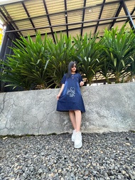 Jeans Dres Bordir Jumbo Wanita Dress Jeans Premium Jumbo Lengan Pendek Korea By AL&EL DENIM