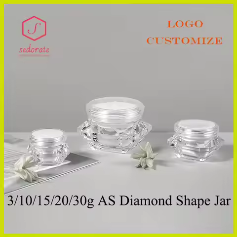 10/20/50/100pcs 5G 10G 15 20G 30G Clear Diamond Shape Cream Jar Cosmetic Serum Travel Case Empty As